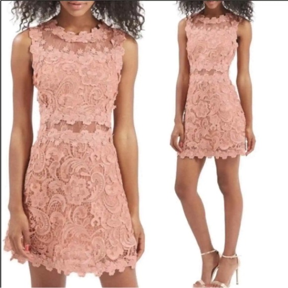 Top Shop Floral Mauve Pink Scallop Lace Dress Self Portrait - Picture 3 of 5